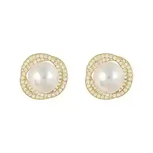 Circular Spiral Vintage Pearl Stud Earring