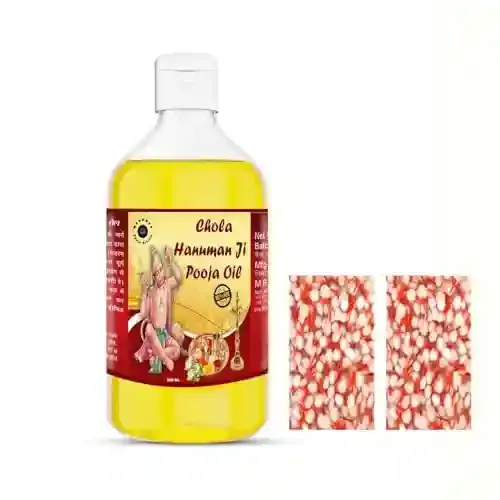 Devpusp - Chola HanumanJi Pooja Oil 1000ML with Cotton Batti Free for Pooja, Hawan, Akhandjyot Poojan 1000ML Lamp Oil