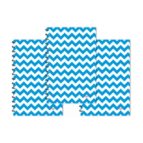 Sky Blue Waves Pattern Ruled Diaries - Pack Of 3
