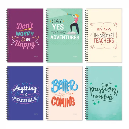 Don't Worry Motivational Diaries - Jumbo (Pack of 6)