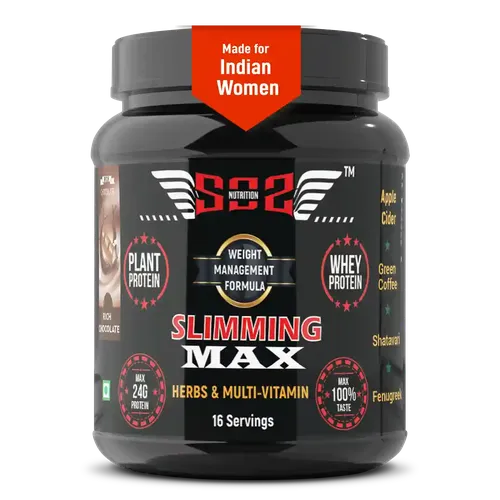 SOS Nutrition MAX Whey Protein Powder & Plant Protein, 24 g, Herbs to Reduce Body Fat and Immunity, Multivitamin for Skin & Hair (Chocolate)