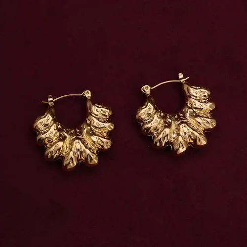 Palmonas Floral Gold Hoops For Womens - Waterproof & Anti-Tarnish