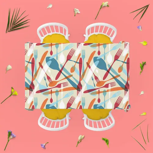 ArtzFolio Knife & Spoon | Table Cloth Cover for Dining & Center Table