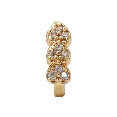 AD CZ Heart Pressing Golden Nose Pin (1 CM)