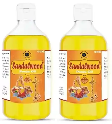 Sandalwood Chandan Pooja Oil 450 ML Pack of 2 for Pooja, God Worship, Hawan, Ritual Lamp Diya Pooja Oil