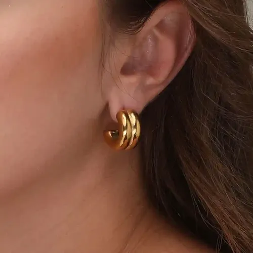 Palmonas 18K Gold Plated Plain Chunky Hoop Earrings For Womens Waterproof & Anti-Tarnish