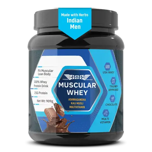 SOS Nutrition 100% Whey Protein Powder, Herbs and Multivitamin for Muscle Building and Recovery (Chocolate)