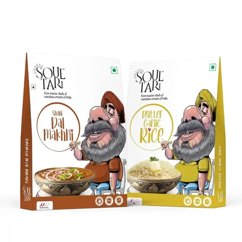 SoulTari Combo Of Ready To Eat Shahi Dal Makhni + Butter Garlic Rice|300 Gms + 250 Gms|Just Heat And Eat Finger-Licking Delicious Meal Ready In Minutes