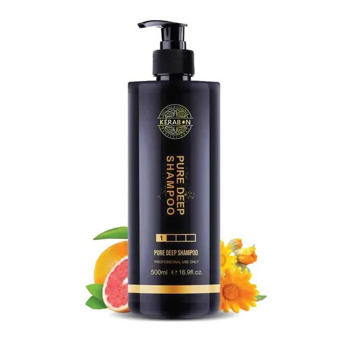 KERABON PROFESSIONAL PURE DEEP SHAMPOO | Strengthens & Improves Hair | Ensure Shine, Nourishment & Vitality | With Goodness of Keratin, Argan Oil & Vitamin E | Paraben & Sulphate Free (500 ml)