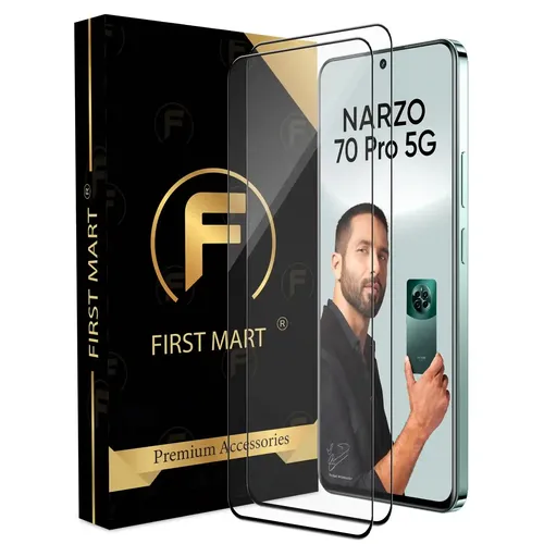FIRST MART Premium Tempered Glass for Realme Narzo 70 Pro 5G with Edge to Edge Coverage and Easy Installation Kit, Pack of 2