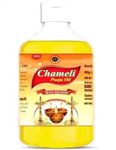 Devpusp - Chameli (Jasmine) Pooja Oil - 950 ML For Hawan, Salasar Shudh Chameli Pooja Oil, Chola Poojan Hanumanji, Spiritual Healing Diya Deepam Oil, Hindu Religious Festival Pooja Oil - 950ML