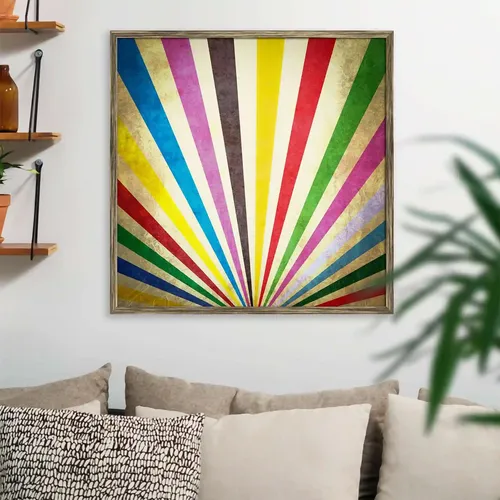 ArtzFolio Multi Color Grunge Sunbeams | Premium Canvas Painting for Bedroom & Living Room