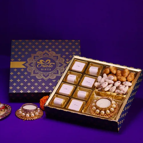 Oriole Gifts Premium Corporate Diwali Gift Hamper with Chocolate, Dragees  & 1 Diya