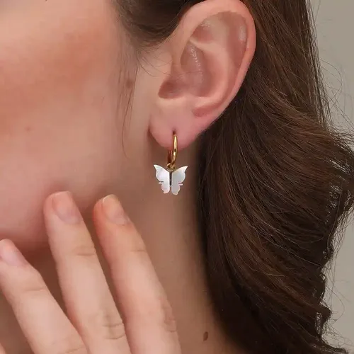 Palmonas 18K Gold Plated Annabelle Butterfly Hoop Earrings For Womens Waterproof & Anti-Tarnish