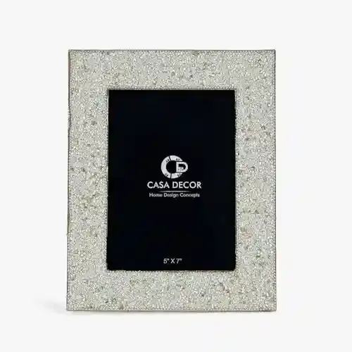 CASA DECOR Wood & Beads Bedazzled Beaded Photo Frame - For Home & Office Decor | Table Top Photo Frame | Standing Photo Frame Couple Gifts Valentine 5x7