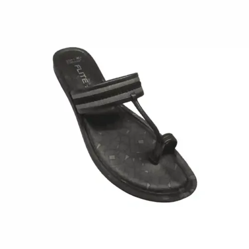 FLITE 139 Ladies Toe Ring Chappal  Soft And Light Weight - Black