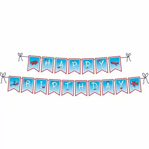 Untumble Aeroplane Theme Happy Birthday Banner