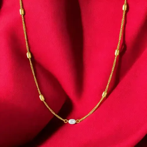 Palmonas 18K  Gold Plated Single Pearl Necklace For Womens Waterproof & Anti-Tarnish