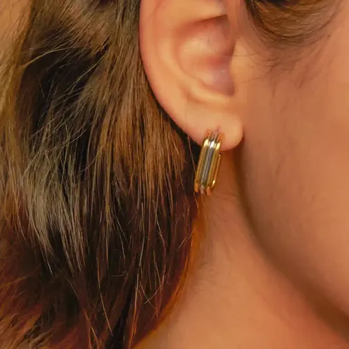 Palmonas 18K Multi Tone Plated Double Helix Earrings For Womens Waterproof & Anti-Tarnish
