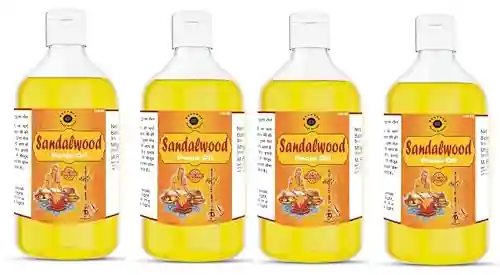 Sandalwood Chandan Pooja Oil 250 ML Pack of 4 for Hawan, Poojan, God Worship Lamp Diya Pooja Oil