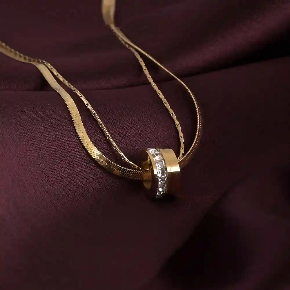 Palmonas 18K  Gold Plated Gilded Rings Layered Necklace For Womens Waterproof & Anti-Tarnish