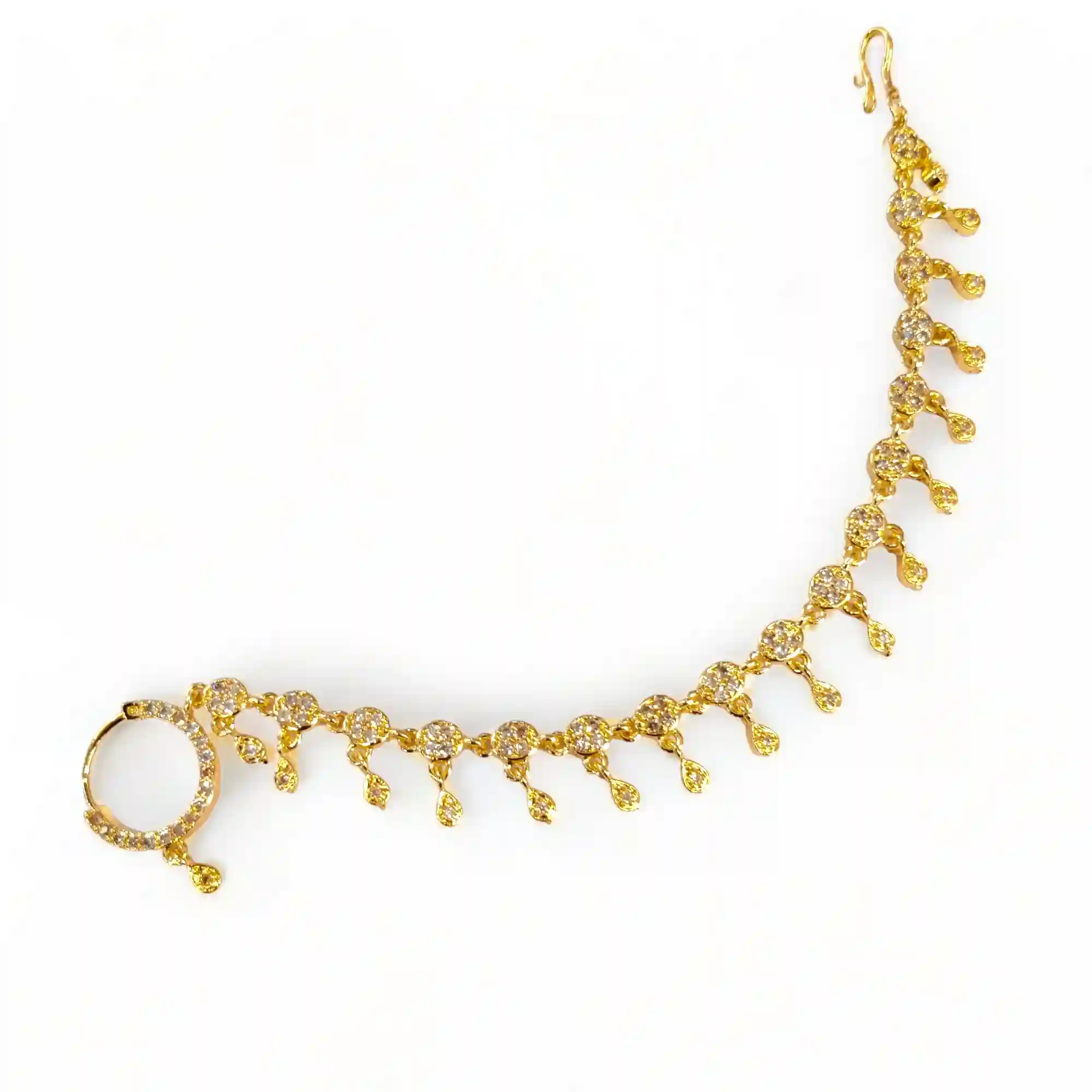 Gleaming Gold Nose Pin White
