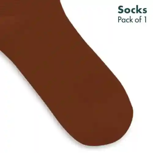 Hexafun Unisex Crew Length Socks - 100% Organic Pure Soft Cotton | Designer & Trendy Socks | Suitable for Daily Use | Airy Comfort | Free Size | Soft On Skin | Pack of 1 | Rusty Brown