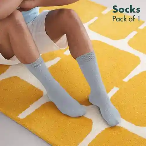 Hexafun Unisex Crew Length Socks - 100% Organic Pure Soft Cotton | Designer & Trendy Socks | Suitable for Daily Use | Airy Comfort | Free Size | Soft On Skin | Pack of 1 | Melange Gray