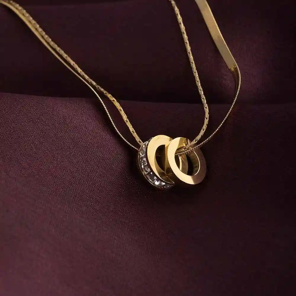 Palmonas 18K  Gold Plated Gilded Rings Layered Necklace For Womens Waterproof & Anti-Tarnish