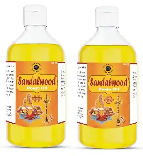 Sandalwood Chandan Pooja Oil 250 ML Pack of 2 for Hawan, Poojan, God Worship Lamp Diya Pooja Oil