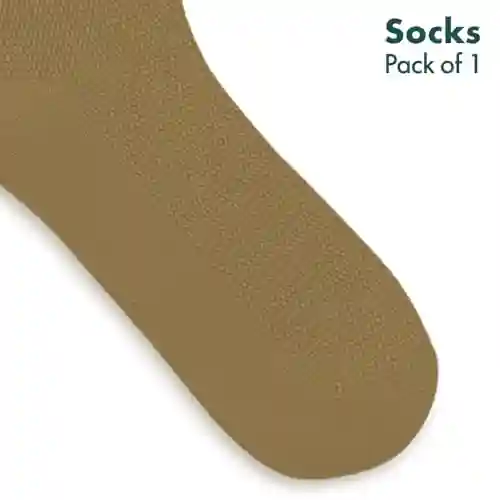 Hexafun Unisex Crew Length Socks - 100% Organic Pure Soft Cotton | Designer & Trendy Socks | Suitable for Daily Use | Airy Comfort | Free Size | Soft On Skin | Pack of 1 | Khaki