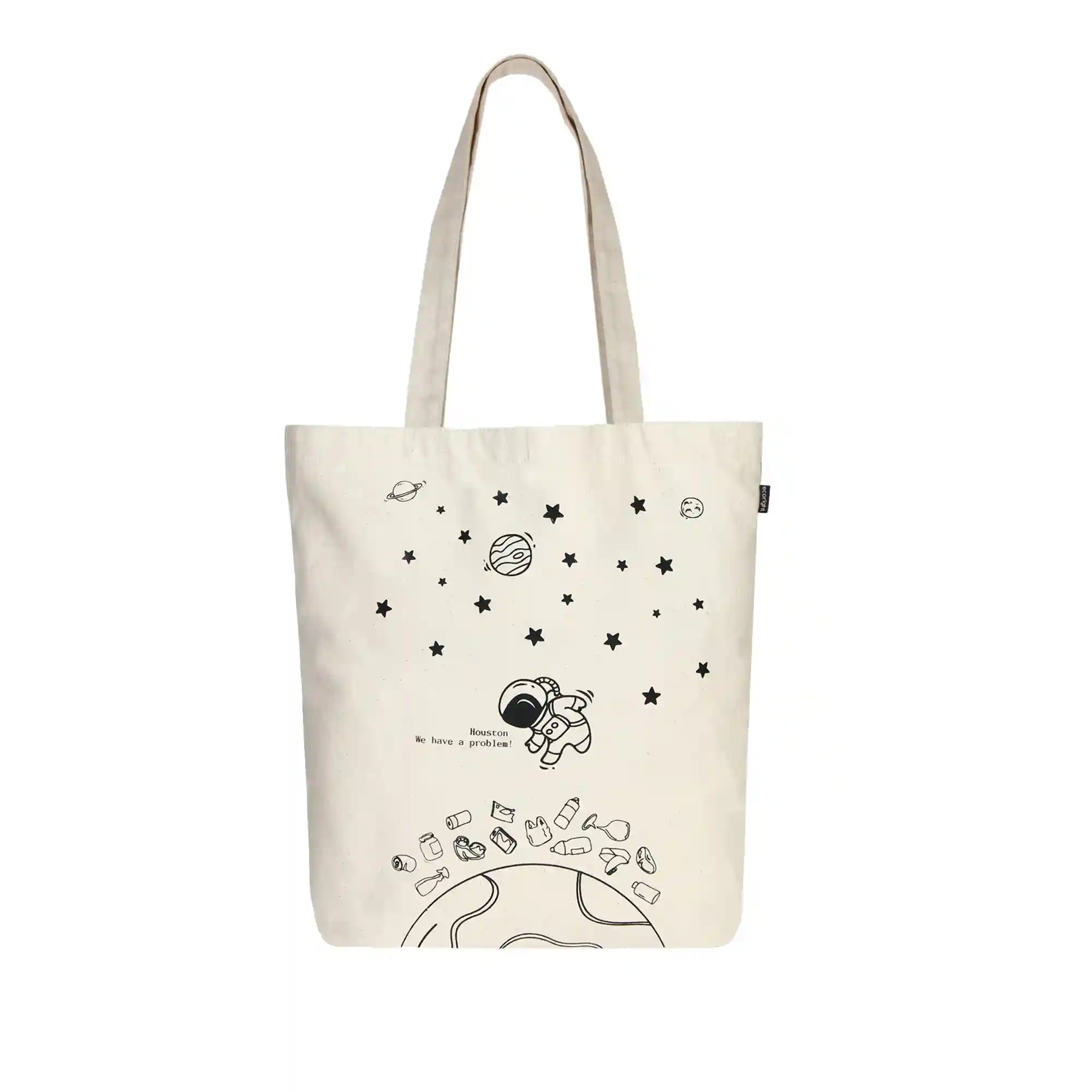 Ecoright Canvas Tote Bags for Women with Zip, College Bag for Girls, 100% Organic Cotton Tote Bag for Shopping, Travel & beach bags for women - Houston (White)