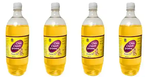 Devpusp Chola Chameli Premium Jasmine Pooja Oil 1000ML Pack of 4 for Hanuman Ji God Worship, Pooja, Hawan, Sankat Mochan Balaji Pooja Oil