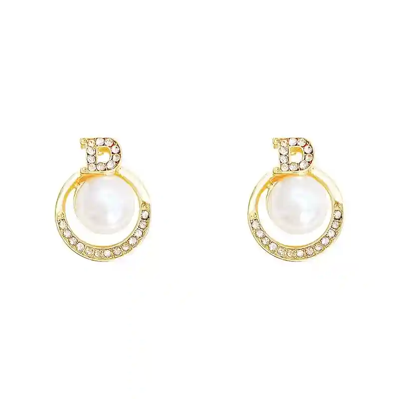 Circular Stud Pearl and Diamond Earring