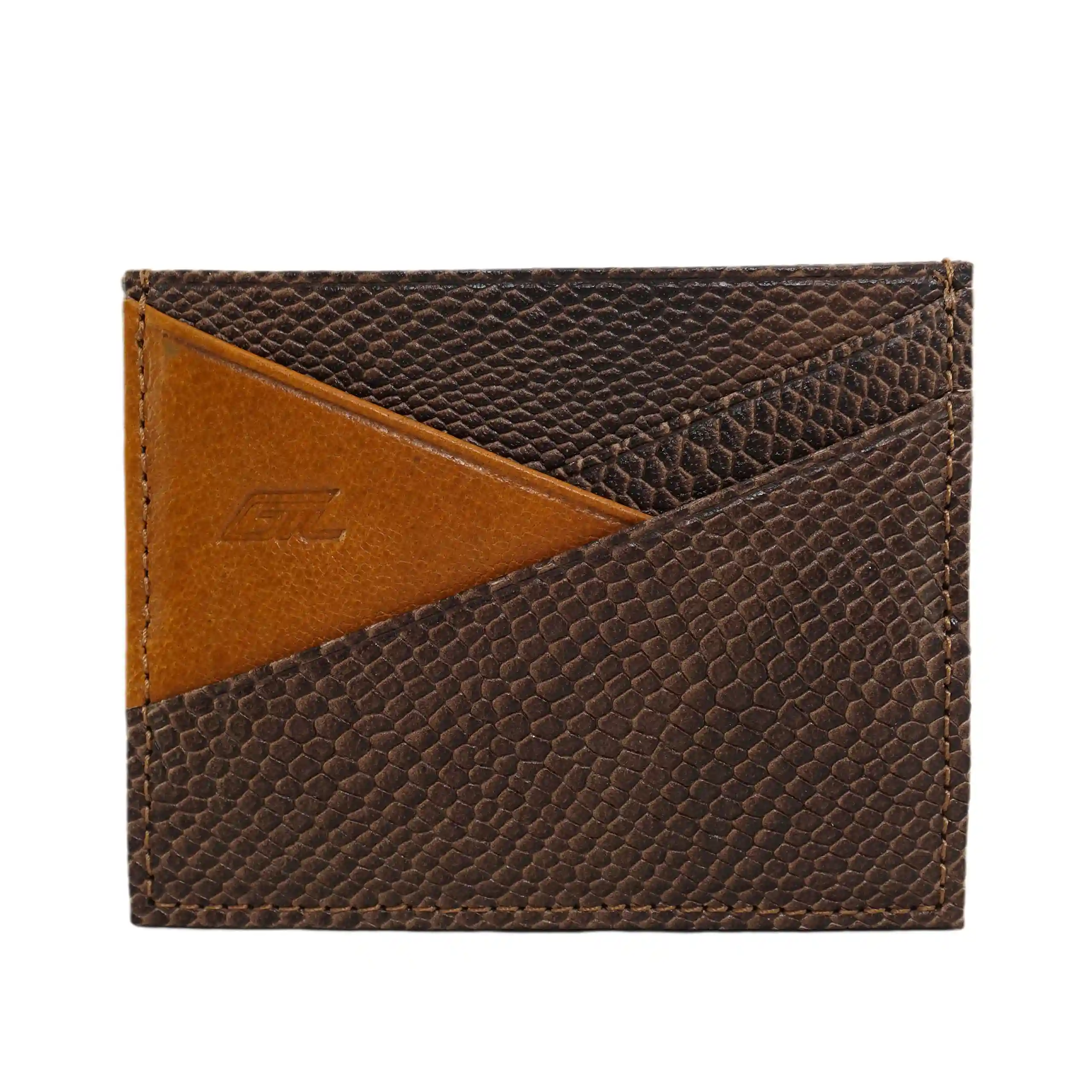 GIL Unisex Black and Tan Color Genuine Leather Slim Minimalist Front Pocket Wallet - Credit Card Holder Card Cases for Men Women