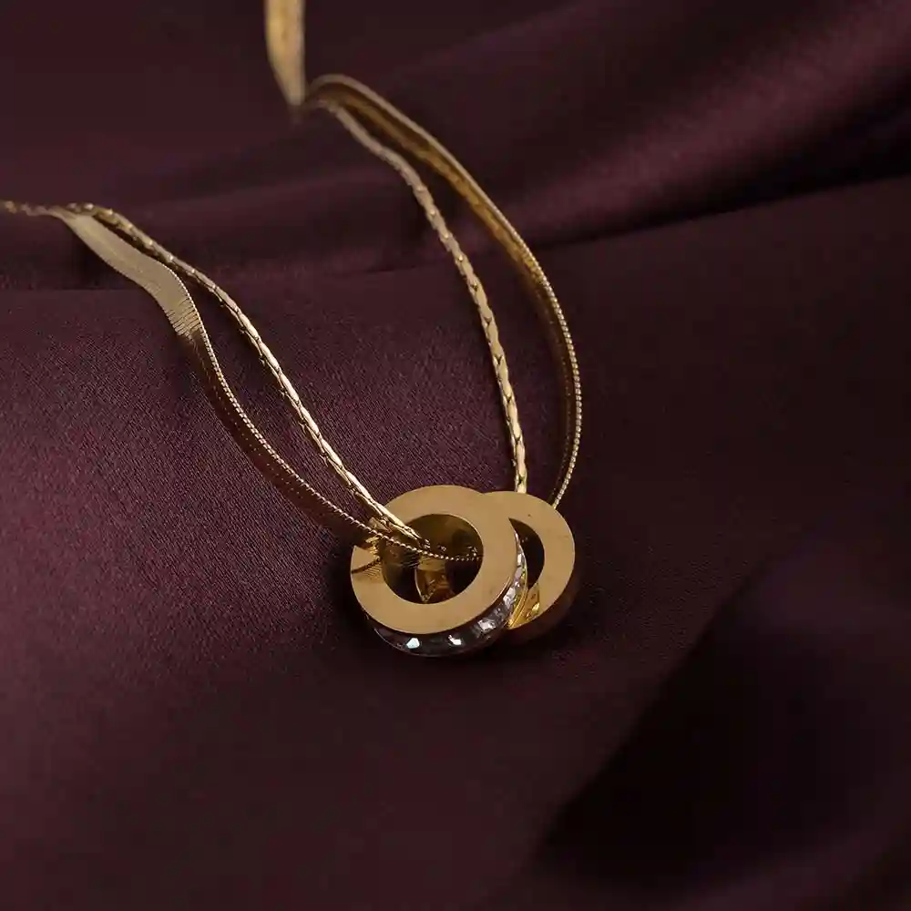 Palmonas 18K  Gold Plated Gilded Rings Layered Necklace For Womens Waterproof & Anti-Tarnish