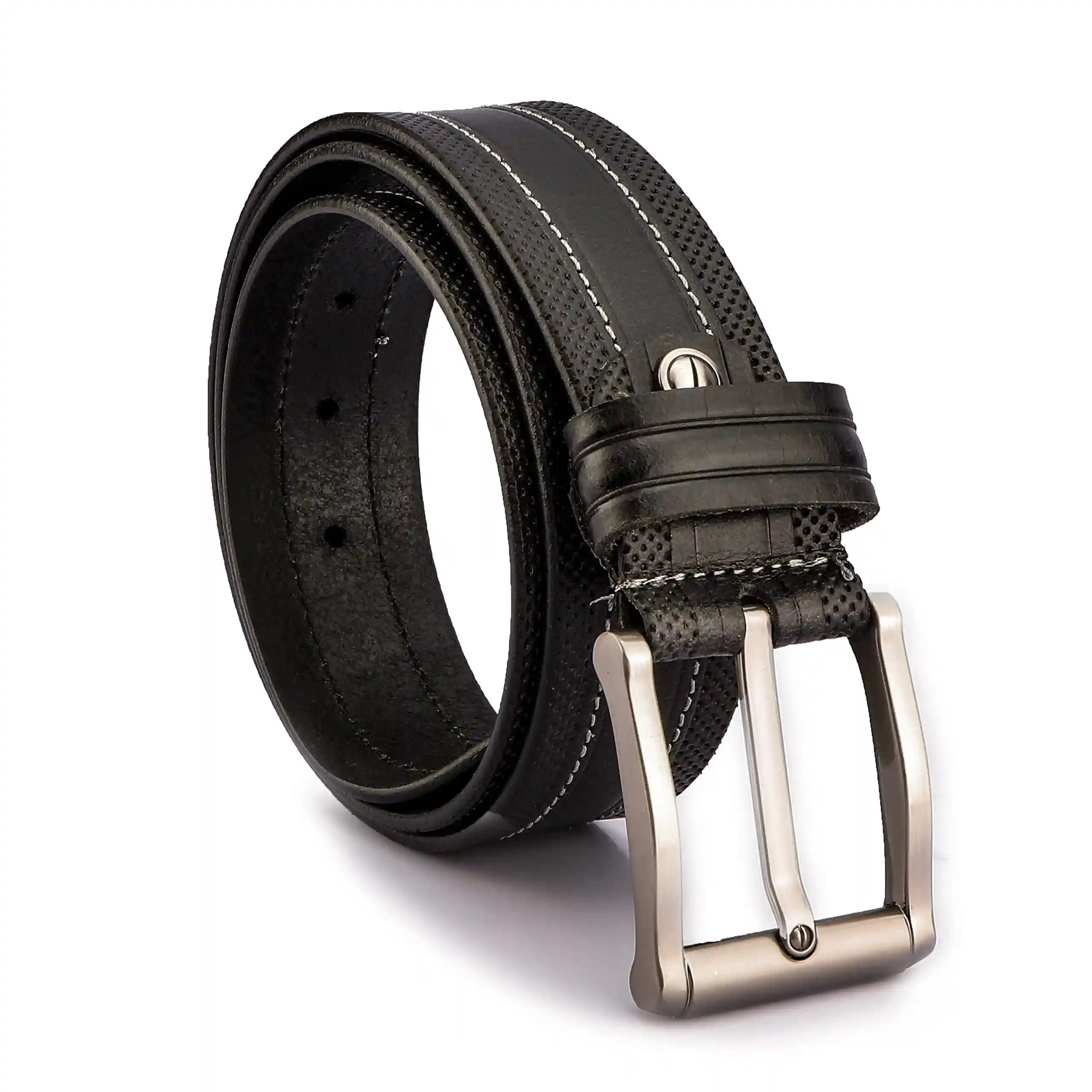 GIL Men's Designer Casual Leather Belt For Formal Wear (Pack of 1)(G-804, Black)(42 waist)