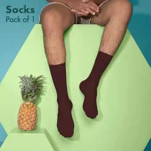 Hexafun Unisex Crew Length Socks - 100% Organic Pure Soft Cotton | Designer & Trendy Socks | Suitable for Daily Use | Airy Comfort | Free Size | Soft On Skin | Pack of 1 | Hot Cocoa
