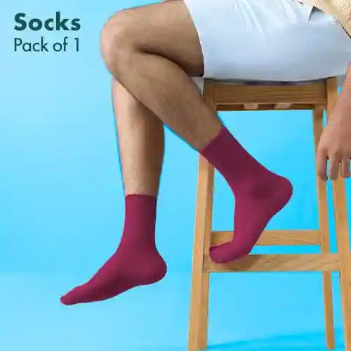 Hexafun Unisex Crew Length Socks - 100% Organic Pure Soft Cotton | Designer & Trendy Socks | Suitable for Daily Use | Airy Comfort | Free Size | Soft On Skin | Pack of 1 | Cherry Bomb