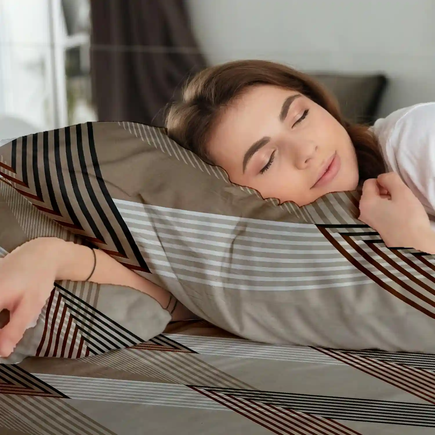 HOMIEE Glace Cotton Elastic Fitted Bed Sheet for Double Bed, Soft, Breathable & Durable Chadar with Deep Pockets, Wrinkle-Resistant, Fade-Proof & Perfect for All Seasons - Timberwolf