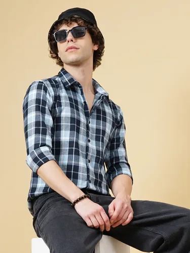 Blue Porto Checks Shirt L