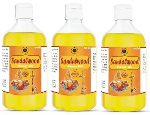 Sandalwood Chandan Pooja Oil 450 ML Pack of 3 for Hawan, Poojan, Daily Poojan Lamp Diya Pooja Oil