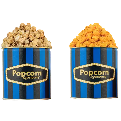 Popcorn & Company Festive Gift Combo Pack of 2 Tins (Caramel Crisp - 130 Gm & Cheesy Sriracha Popcorn - 90 Gm) - 220 Gm