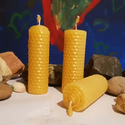 Pratha Bee Happy Pure Beeswax Hand Rolled Candle (Pack of 3)
