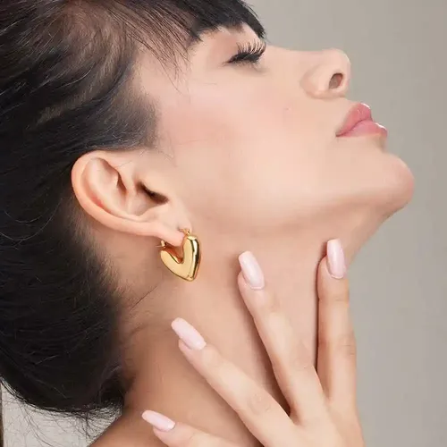 Palmonas 18K Gold Plated Golden Love Hoops For Womens Waterproof & Anti-Tarnish