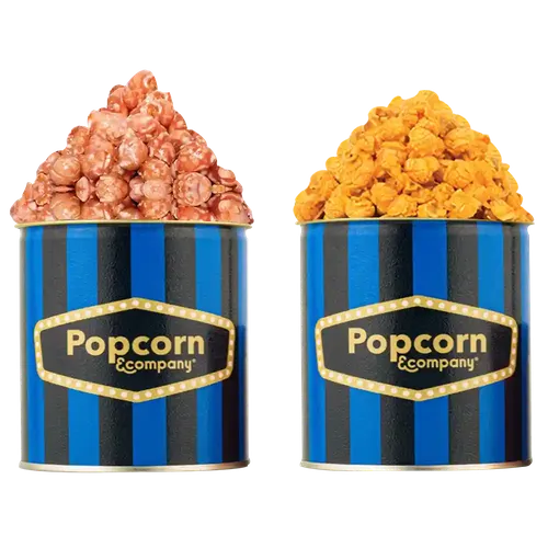 Popcorn & Company Festive Gift Combo Pack of 2 Tins (Crunchy Litchi -130 Gm & Cheesy Sriracha Popcorn - 60 Gm) - 190 Gm