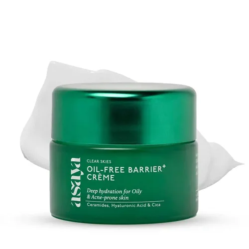 Asaya Barrier+ Oil Free Moisturizer with Niacinamide, Hyaluronic Acid and Ceramides | Fights Active Acne, Prevents Breakouts | Lightweight Moisturizer | Supports Barrier | Cica, DendriclearTM | 50g