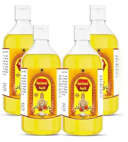 Devpusp - Chola Chameli (Jasmine) Pooja Oil 1000 ML Pack of 4 For Hawan, Chola Poojan Hanumanji, God Worship, Spiritual Healing Diya Deepam Oil, Hindu Religious Festival Pooja Oil