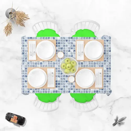 ArtzFolio Brown Tiles | Table Cloth Cover for Dining & Center Table | Washable Waterproof Polyester Fabric | 8-Seater Table; 54 x 81 inch (137 x 206 cms)