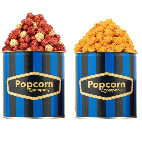 Popcorn & Company Festive Gift Combo Pack of 2 Tins (Red Velvet & Cheesy Sriracha Popcorn) - 190 Gm